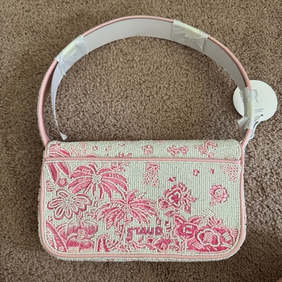 Staud Pink and White Tommy Floral Beaded Bag - Picture 2 of 4